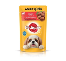 Pedigree Pouch Beef Flavour in Gravy - อาหารเปียกสุนัข รสเนื้อวัวในน้ำเกรวี่ 130g