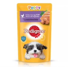 Pedigree Pouch Chicken, Liver and Egg Flavour with Vegetables - อาหารเปียกลูกสุนัข รสเนื้อไก่, ตับและไข่พร้อมผัก 130g