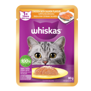 Whiskas Pouch Chicken with Salmon - อาหารแมวเปียกรสไก่ผสมแซลมอน 80g Whiskas Pouch Chicken with Salmon - อาหารแมวเปียกรสไก่ผสมแซลมอน 80g