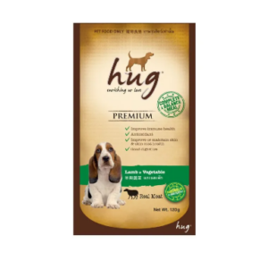 HUG Dog Food Pouch Lamb & Vegetable - อาหารเปียกสุนัข เกรดพรี่เมี่ยม สูตรแกะและผัก 120g HUG Dog Food Pouch Lamb & Vegetable - อาหารเปียกสุนัข เกรดพรี่เมี่ยม สูตรแกะและผัก 120g