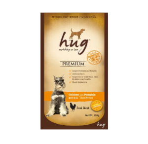 HUG Dog Food Pouch Chicken & Pumpkin - อาหารเปียกสุนัข เกรดพรี่เมี่ยม สูตรไก่และฟักทอง 120g HUG Dog Food Pouch Chicken & Pumpkin - อาหารเปียกสุนัข เกรดพรี่เมี่ยม สูตรไก่และฟักทอง 120g