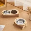 Wooden_Pet_Bowl Wooden Elevated Food Bowl - ชามอาหารสำหรับสัตว์เลี้ยงแบบฐานไม้ยกสูง ชามเดี่ยว (12.5x21x17.5cm) (517390)