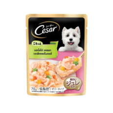 Cesar Pouch Chicken with Carrots and Pumpkin in Jelly - อาหารเปียกสุนัขเนื้อไก่พร้อมแครอทและฟักทองในเจลลี่ 70g