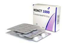 KOACT 1000 Co- Amoxiclav Tablets BP 875-125mg (5Tablets) - ยาปฏิชีวนะ สำหรับฆ่าเชื้อ แบคทีเรียชนิดเม็ด (1แผง บรรจุ5เม็ด) (521591)