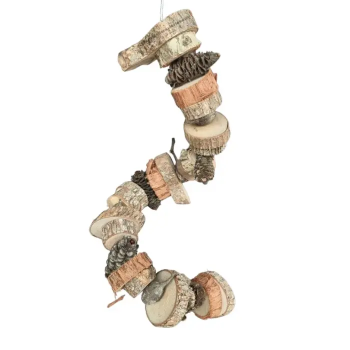 BirdnerdNaturalSpiralx Bird Toy Wood & Walnut - ของเล่นนก ท่อนไม้และถั่ววอลนัท (531358)