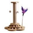 Cat Scratcher Wooden Style (W24xD24xH40cm) - ลับเล็บสำหรับแมว พร้อมรางของเล่น (526814)