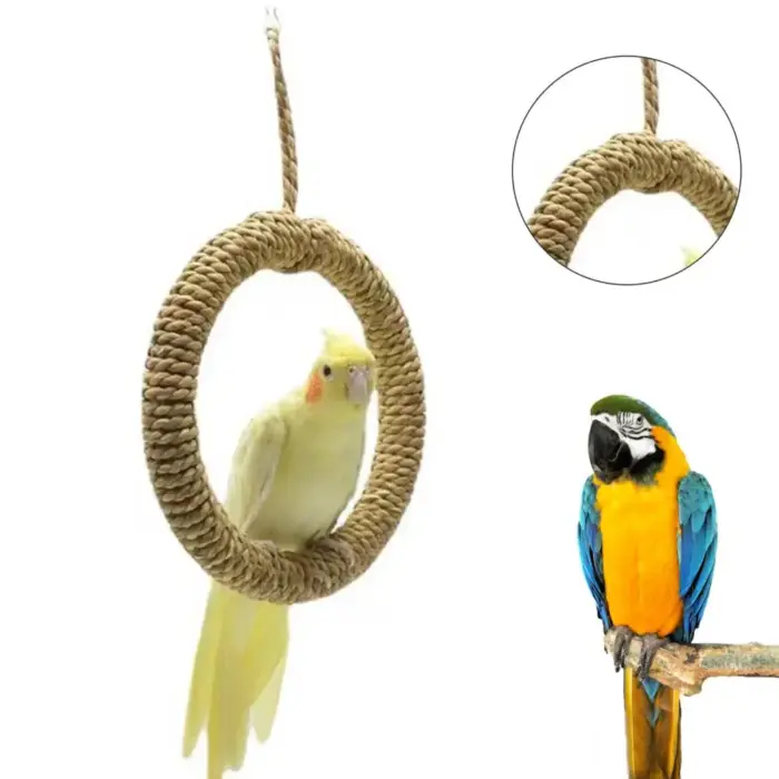 Interesting-Pet-Bird-Toy Bird Toys - ของเล่นนก ชิงช้าเชือกฟาง (530009)