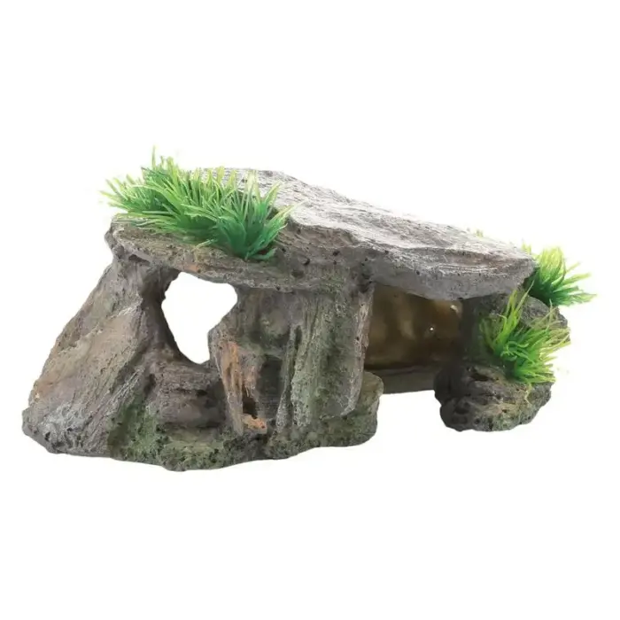 Resin Rock Cave - เรซิ่นตกแต่งตู้ปลา ถ้ำหินเอียง (7.5x7.5x14.2cm) (523971)