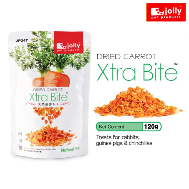 Jolly Xtra Bite Dried Carrot JP247 - แครอทอบแห้ง สำหรับสัตว์ฟันแทะ หนู แฮมสเตอร์ 120g