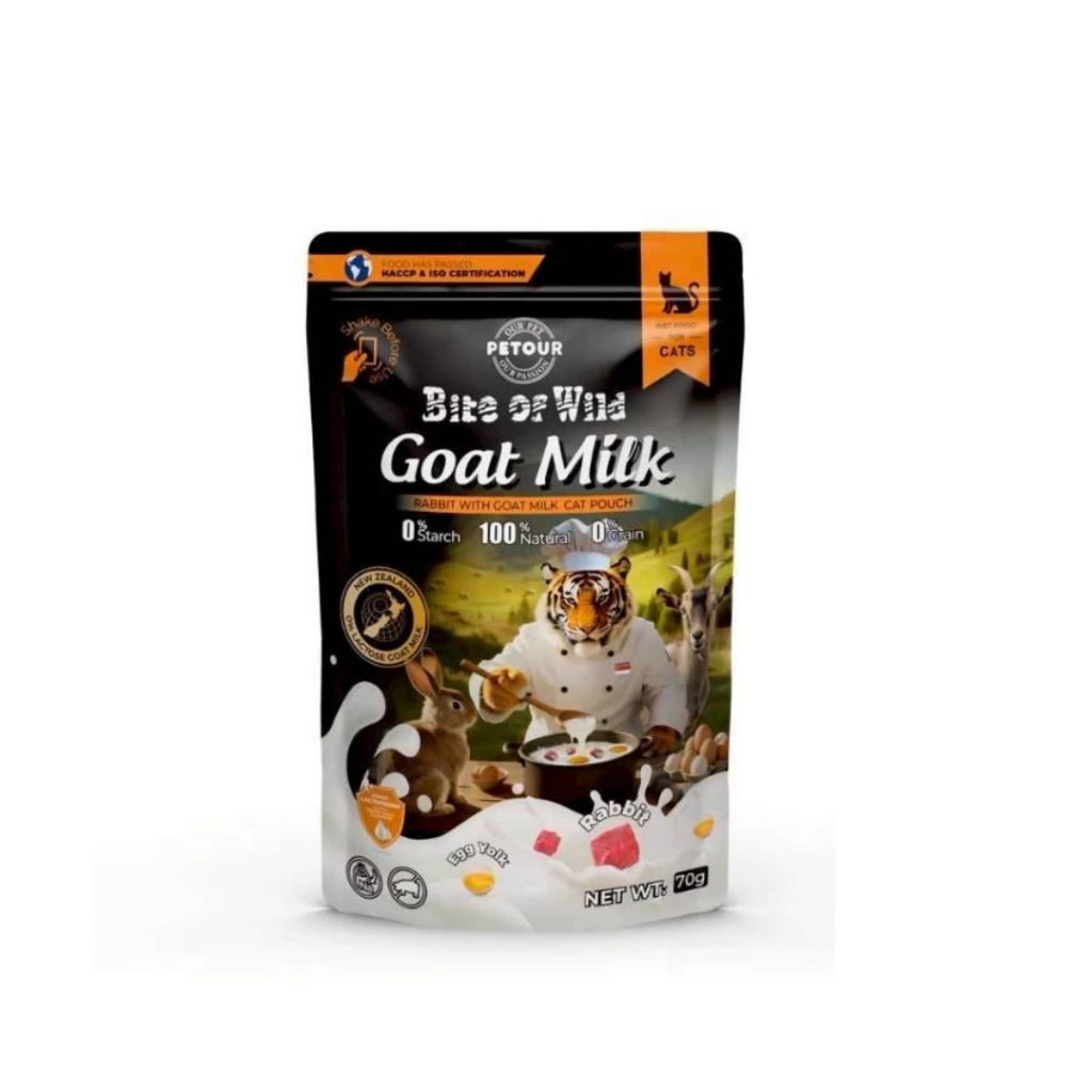Bite of Wild Cat Food Pouch Rabbit Goat Milk 70g