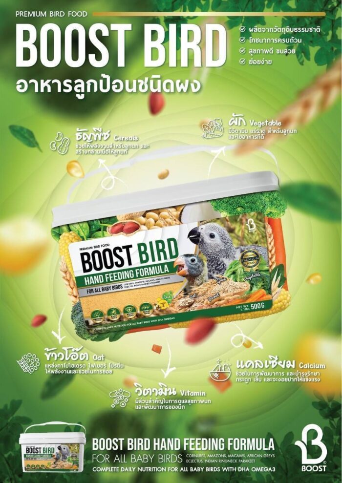 อาหารลูกป้อน 539338 Boost Bird Hand Feeding Formula - อาหารลูกป้อนบูสเบิรด์ สำหรับนกทั่วไป 500g