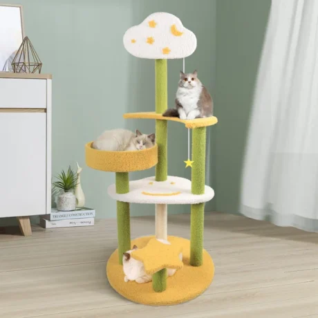 SOOS Cat Tree Condo House - คอนโดแมวผ้ากำมะหยี่รูประจันทร์ (50x50x120cm) (544374)
