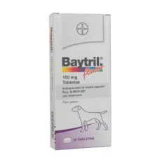 Baytril Tablets 150mg Antimicrobial For Dogs (1Panel10Tablets) - ยาปฏิชีวนะ ฆ่าเชื้อแบคทีเรียสำหรับสุนัข 150มก. (1แผง10เม็ด) (543266)