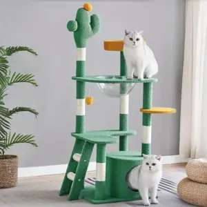 cat_tree_cat_condo_cactus Cat Tree Condo House - คอนโดแมวแบบต้นกระบองเพชรพร้อมหลุมอะคลิลิค (X-3/50x50x136cm) (542793)
