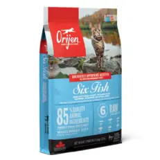 ORIJEN Six Fish Cat Food 4lb - อาหารสำหรับแมวโตอายุ 1 ปีขึ้นไปทุกสายพันธุ์ สูตรปลา 6 ชนิด เกรดพรีเมี่ยม 1.8 กิโลกรัม (565831)