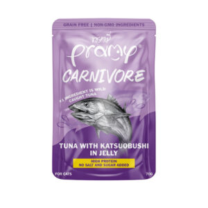 Pramy Carnivore Tuna and Dried Bonito in Jelly 70g Pramy Carnivore Tuna and Dried Bonito in Jelly 70g