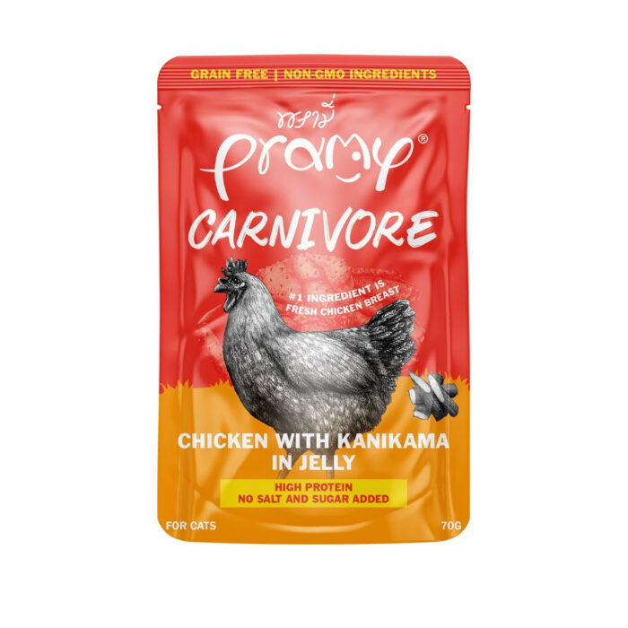 Pramy Carnivore Chicken and Crab Sticks in Jelly 70g Pramy Carnivore Chicken and Crab Sticks in Jelly 70g