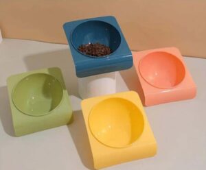 pet_bowl_mj Pet Bowl - ชามใส่อาหารสำหรับสัตว์เลี้ยง รุ่นสี่เหลี่ยมยกสูง (13.5x12x11.5cm) (566681)