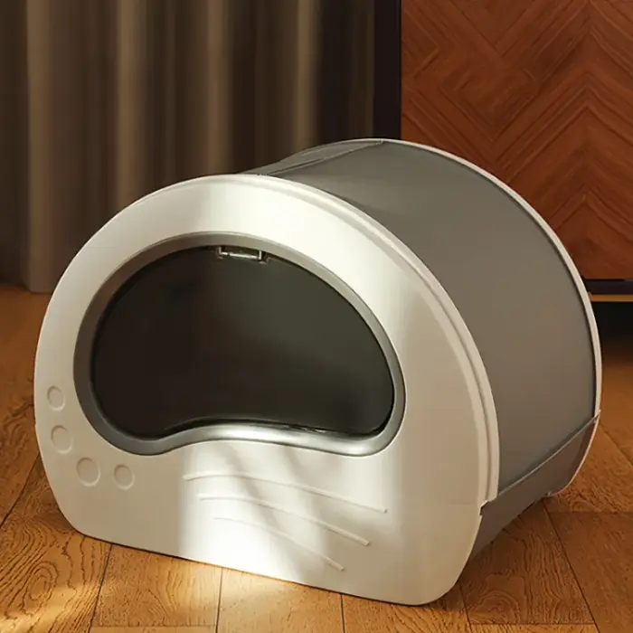 cat_toilet_uv Cat Litter Box + UV Light - ห้องน้ำแมวแบบมินิมอล ระบบแสงยูวีฆ่าเชื้อ พร้อมที่ตักและถ่านกันชื้น (55x40x42cm) (578188)