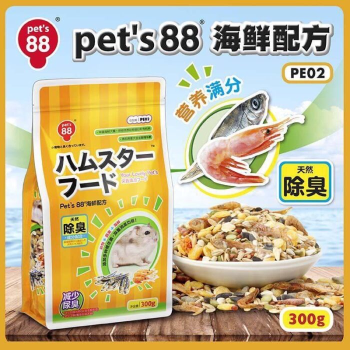 pe02 Pet's 88 Hamster Main Food Seafood PE02 - อาหารแฮมสเตอร์ 300g (576068)