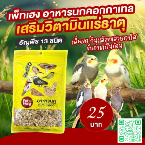 13ชนิด PRO Pet Heng Cockatiel Food - อาหารนกค๊อกคาเทล ผสม 13 อย่าง 250g (584438)