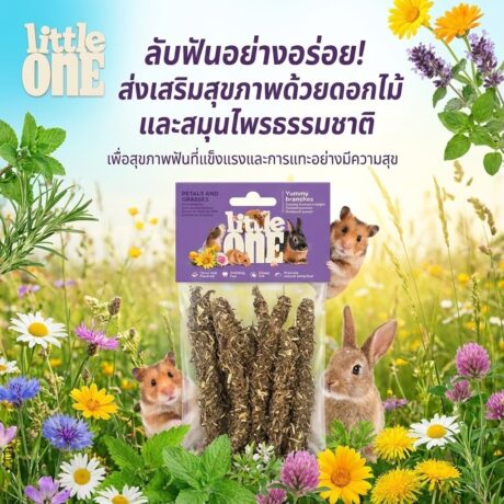 Little One Branches Mixed with Flowers and Grass - ขนมกระต่ายและสัตว์ฟันแทะ กิ่งไม้ผสมดอกไม้และหญ้า 35g