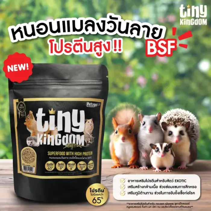 Tiny Kingdom Dried Black Soldier Fly Larvae - หนอนแมลงวันลายอบแห้ง เสริมโปรตีน 30g Tiny Kingdom Dried Black Soldier Fly Larvae - หนอนแมลงวันลายอบแห้ง เสริมโปรตีน 30g