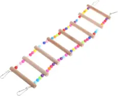 Bird Toy Wooden Bridge + Colorful Beads [10 Steps] - ของเล่นสำหรับนก สะพานไม้ + ลูกปัดหลากสี 10 ขั้น (585220)