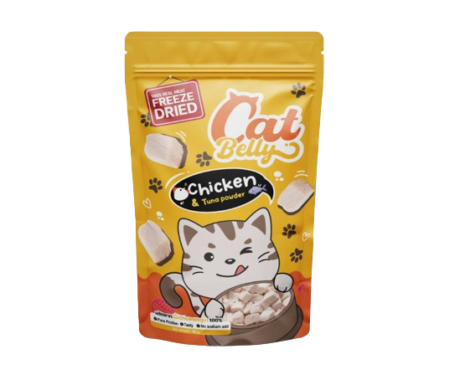 CatBelly Chicken and Tuna Powder Freeze Dried - ขนมอกไก่ฟรีซดราย พร้อมผงโรยทูน่า 80g