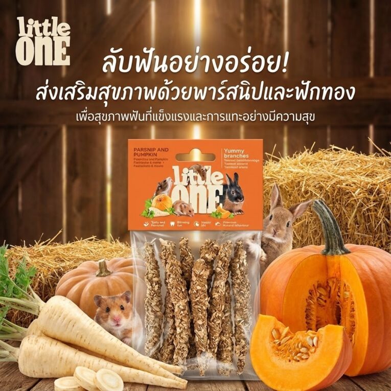 Little One Mixed Lettuce and Pumpkin Branches - ขนมกระต่ายและสัตว์ฟันแทะ กิ่งไม้ผสมผักกาดและฟักทอง 35g