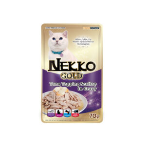 Nekko Gold Tuna Topping Scallop in Gravy - อาหารเปียกแมว ปลาทูน่าหน้าหอยเชลล์ในน้ำเกรวี่ 70g