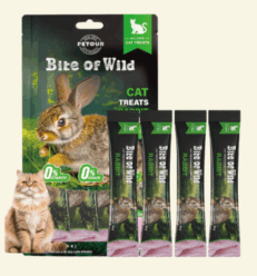 Bite of Wild Cat Treats Rabbit Holistic - ขนมแมวเลีย สูตรกระต่าย เกรดโฮลิสติก 60g (1ซอง/4ชิ้น)(592988)