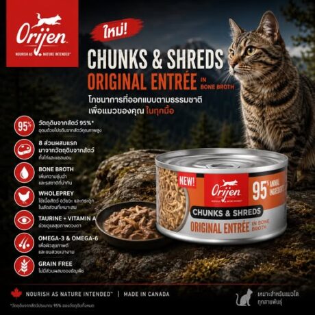 พบคำแนะนำในการเลือกกรงนกที่สมบูรณ์แบบ 9 ORIJEN Chunks & Shreds Original Entrée 85g- อาหารกระป๋องแมว สูตรออริจินอลในน้ำซุป 85g (775461)